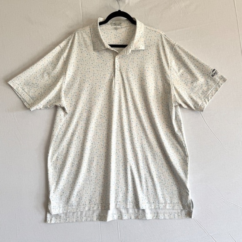 Peter Millar Men's White Patterned Bonita Bay Club Polo Shirt Size XL